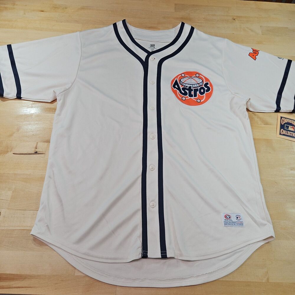 True Fan Houston Astros Cooperstown Collection Baseball Jersey Cream Mens Large